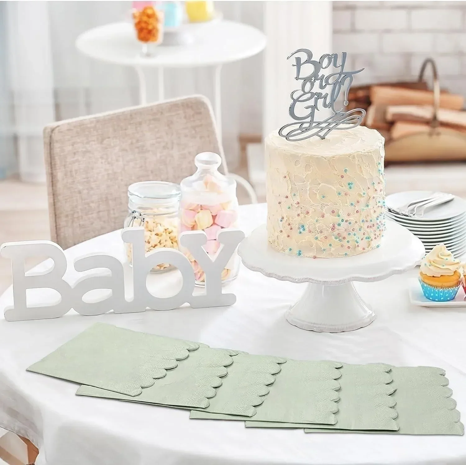 Scalloped Cocktail Napkins Disposable Paper Tissue 50PCS