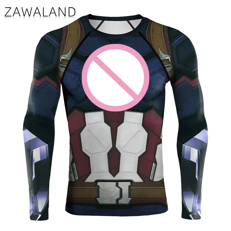 

Zawaland Новая летняя компрессионная футболка с 3D принтом для мужчин, супергерой, косплей, бодибилдинг, одежда для спортзала, топы, футболки