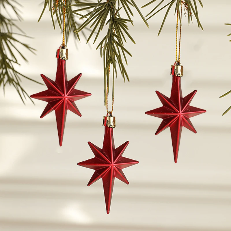 Christmas Treetop Star Pendent Glittering Hollow Out Gold Silver Red Stars Home Party Festival Hanging Decoration Tree Ornament christmas decorations