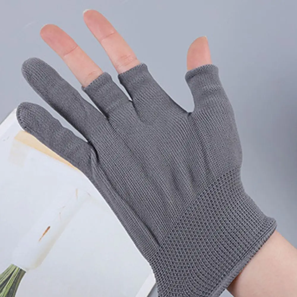 1Pair Summer Ultra-Thin Nylon Gloves Show Two or Three Fingers Tea Picking Gloves Fishing Working Fingerless