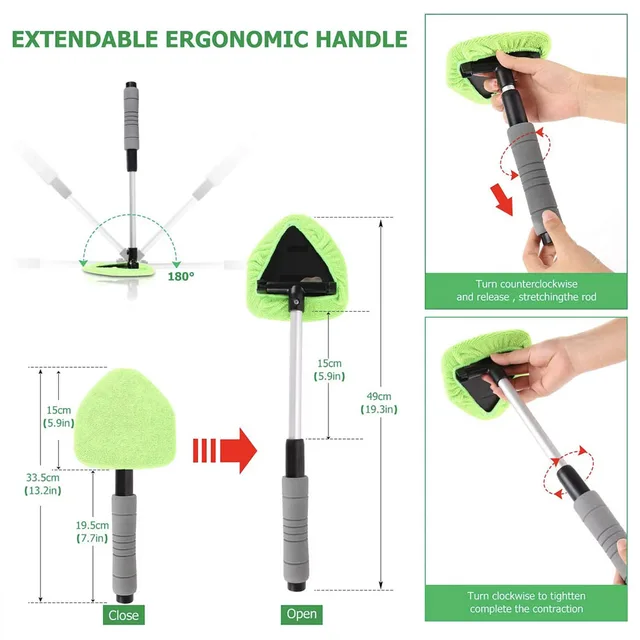 Ensemble de brosses de nettoyage de pare-brise de fenêtre de voiture télescopique, nettoyeur de vitres de voiture en microfibre, nettoyeur de vitres de voiture, éliminateur de brume de grattage 4
