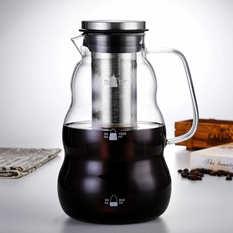 Cold Brew Coffee Maker,1500ml Iced coffee maker with Airtight Lid,  Removable Stainless Steel Filter,Iced Tea maker,Glass Pitcher - AliExpress