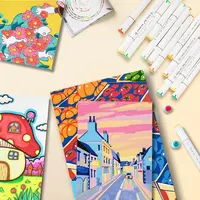 48/60/80/120 цветов, кисть с двойным наконечником и долото, перманентные художественные маркеры с базовыми и контурными маркерами, набор принадлежностей для рисования, многоразового использования — изображение 5