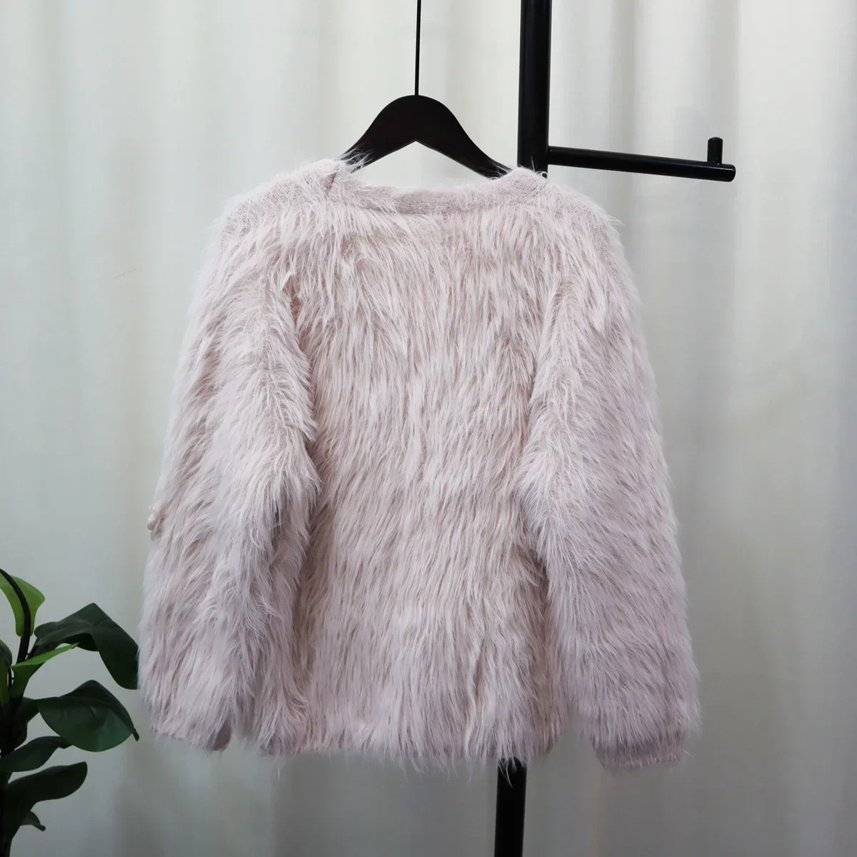 トップス Fur Knitted Cardigan Fur Button Long Sleeve Cardigan Fluffy Top Floral Autumn