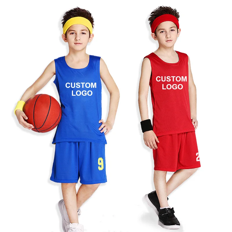 Boys Basketball Jersey Set Reversible Double Side Uniform Summer Shirt For Kids basketball jerseys