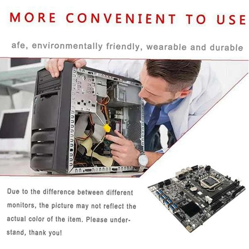 B75 BTC Mining Motherboard LGA1155 8GPU PCIE USB DDR3 4GB 1600Mhz RAM+SATA Cable++MSATA SSD 128G Bitcoin B75 USB Miner best computer motherboard