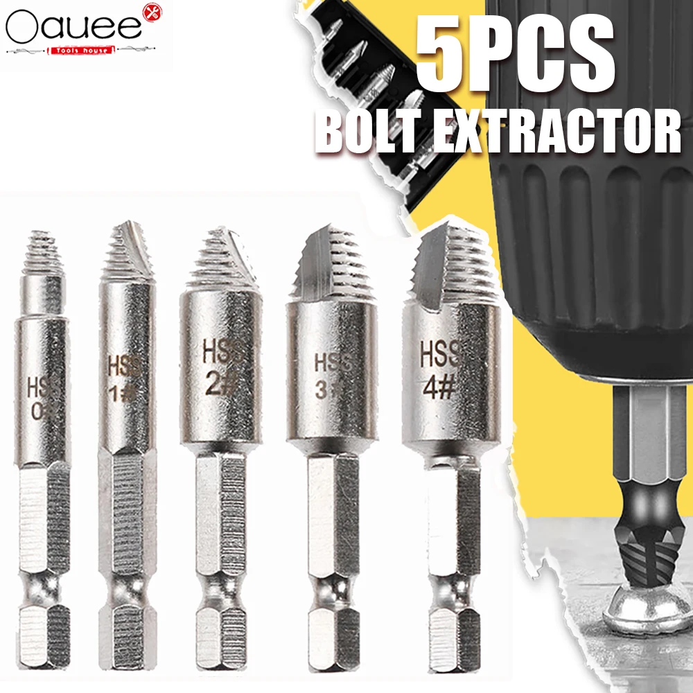 5pcs Damaged Screw Extractor Drill Bit Set Stripped Broken Screw Bolt
