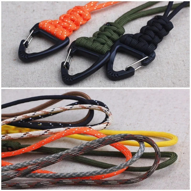 Versatile Paracord Lanyard Keychain with Triangle Carabiner & Braided Strap - Anti-Loss Wrist Rope