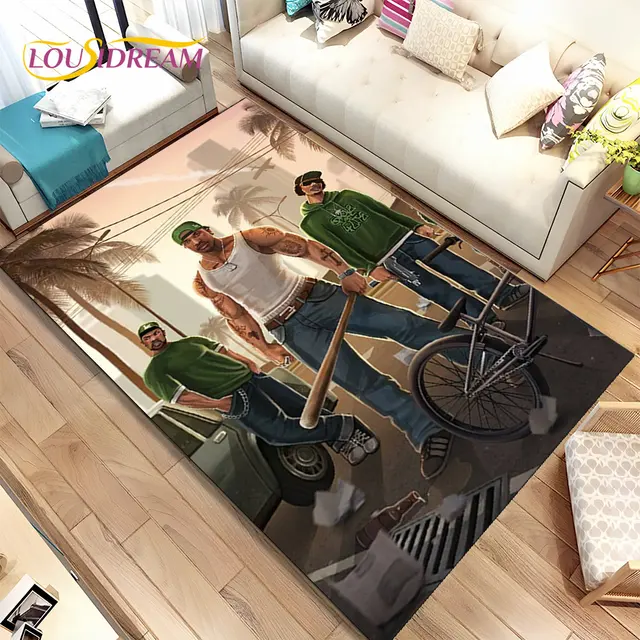 Grand Theft Auto Gta Spiel Gamer Bereich Teppich, Teppich Teppich für zu Hause  Wohnzimmer Schlafzimmer Sofa Fuß matte Dekor, Kinder spielen rutsch feste  Boden matte