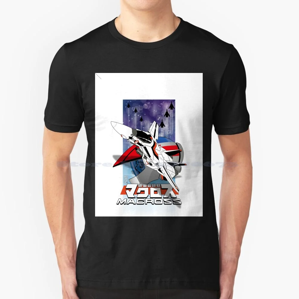 Macross Rick Hunter Vf-1J Maglietta Valkyrie 100% Cotone Tee Mthrough Wick Anime Skull Squadron Valkyrie Roy Focker Hikaru Ichijo