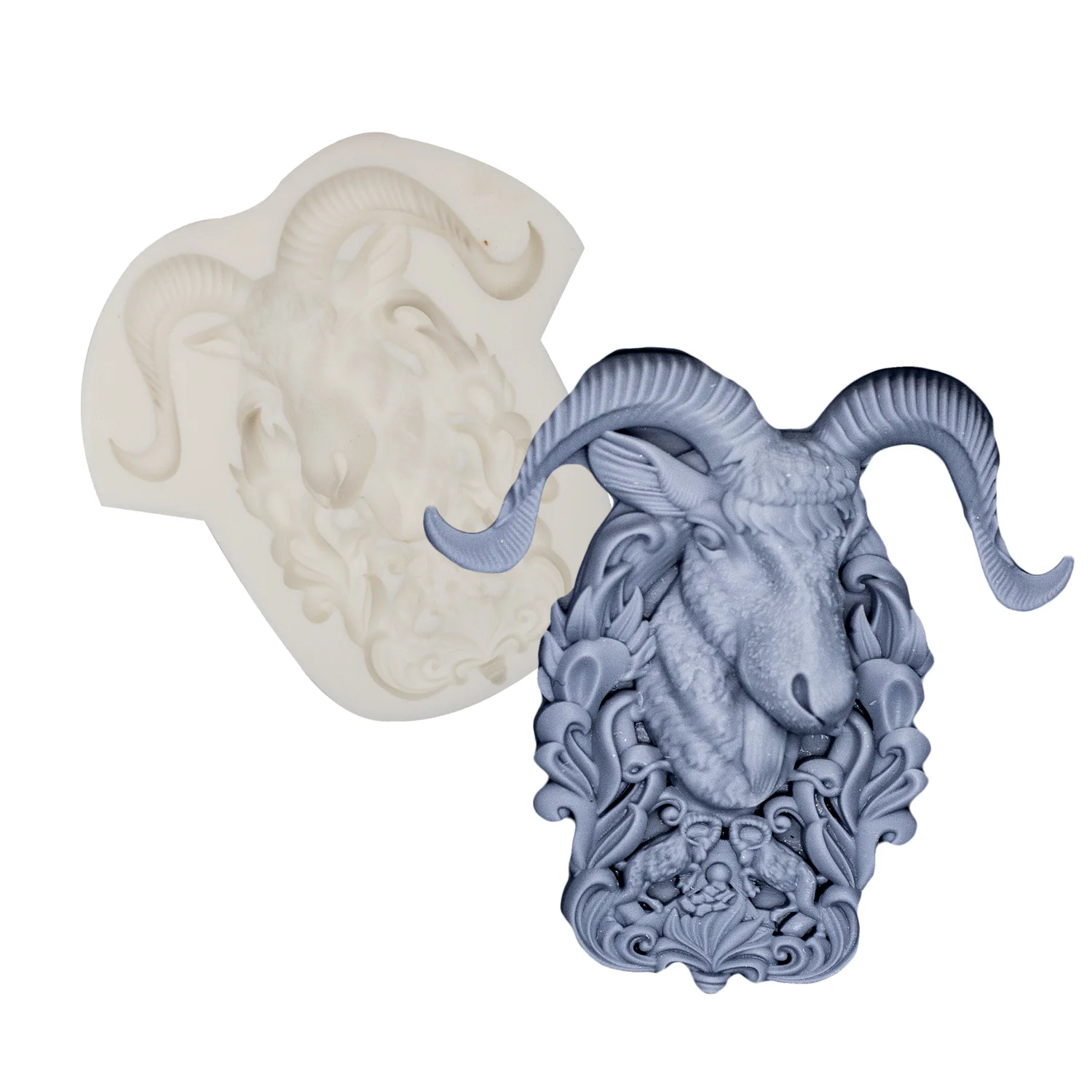 

3D Sheep Head Silicone Mold Fondant Cake Decorating Tools Soap Resin Clay Candy Chocolate Moulds Decorating Tools Hand