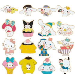 Sanrio Brooch Bottom Anime Hello Kitty My Melody Pochacco Kuromi Cinnamoroll Lapel Pins for Backpack Brooches Collar Jewelry