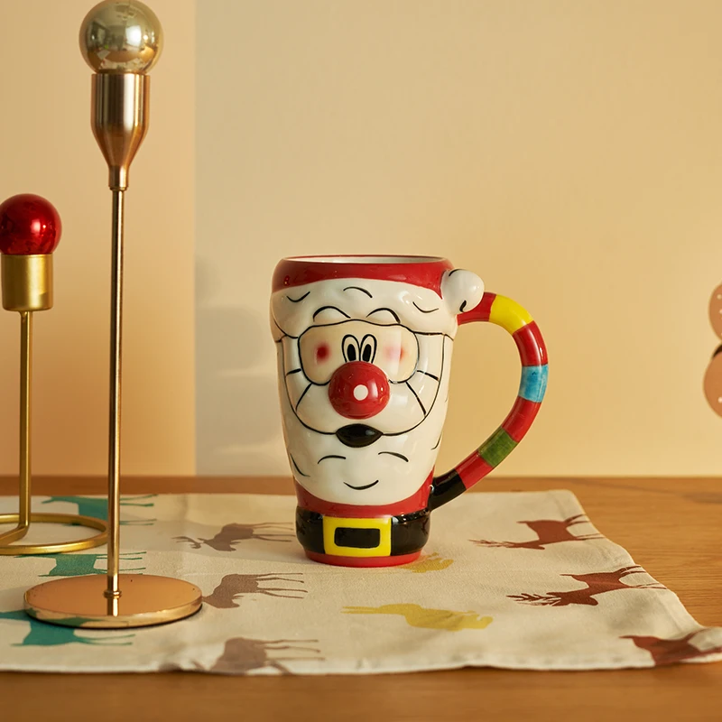 

Керамическая чашка с Санта-Клаусом, ручная роспись, Студенческая кружка, молочная чашка для завтрака высокой красоты, аксессуары для украшения дома, рождественские подарки