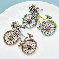Wuli&baby Shining Bicycle Brooches For Women Unisex 2-color Beautiful Taking Flowers Bike Brooch Pins Gifts 4