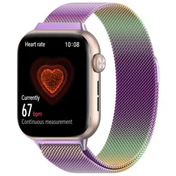 Premium Stainless Steel Milanese Loop Magnetic Bracelet - Elegant Replacement Strap for Honor Watch 5 (RainBow)