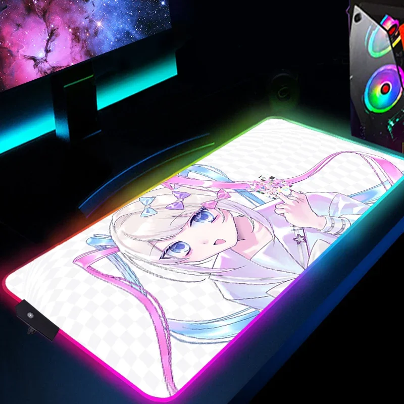 Needy Girl RGB Xxl Ʈ 콺 е,  PC ׼, ߱ ũ Ʈ, LED ̾ ̸ Ű 콺 е