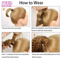 WTB Perruque tressée synthétique de 24 pouces, cheveux bouclés effet permanente, queue de cheval tressée, pour usage quotidien 3