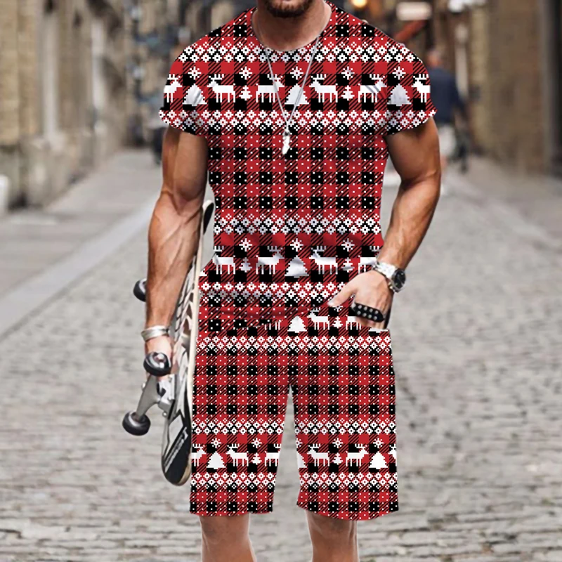 

Casual Men's T-shirt Set Funny Summer Short Sleeve Tops 3D Printed Luxury 2022 New O Neck Sportswear Harajuku Fashion Hot Outfit