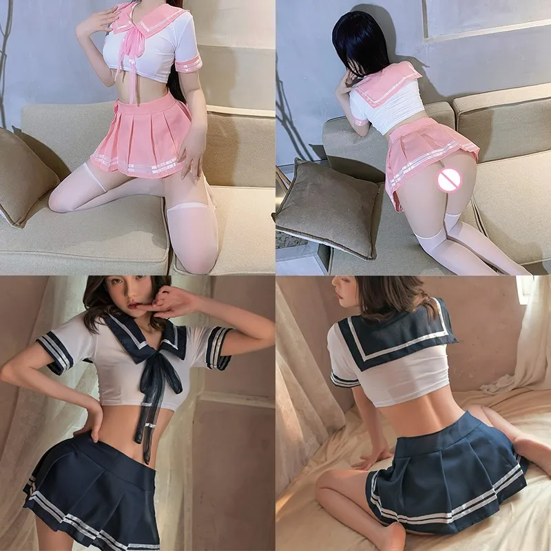 Sexy Lingerie Student Sailor Suit Anime Two-piece JK Uniform Temptation Stockings Sexy Cosplay Japanese Female Student Uniforms women lingerie women lingerie set women cosplay costume