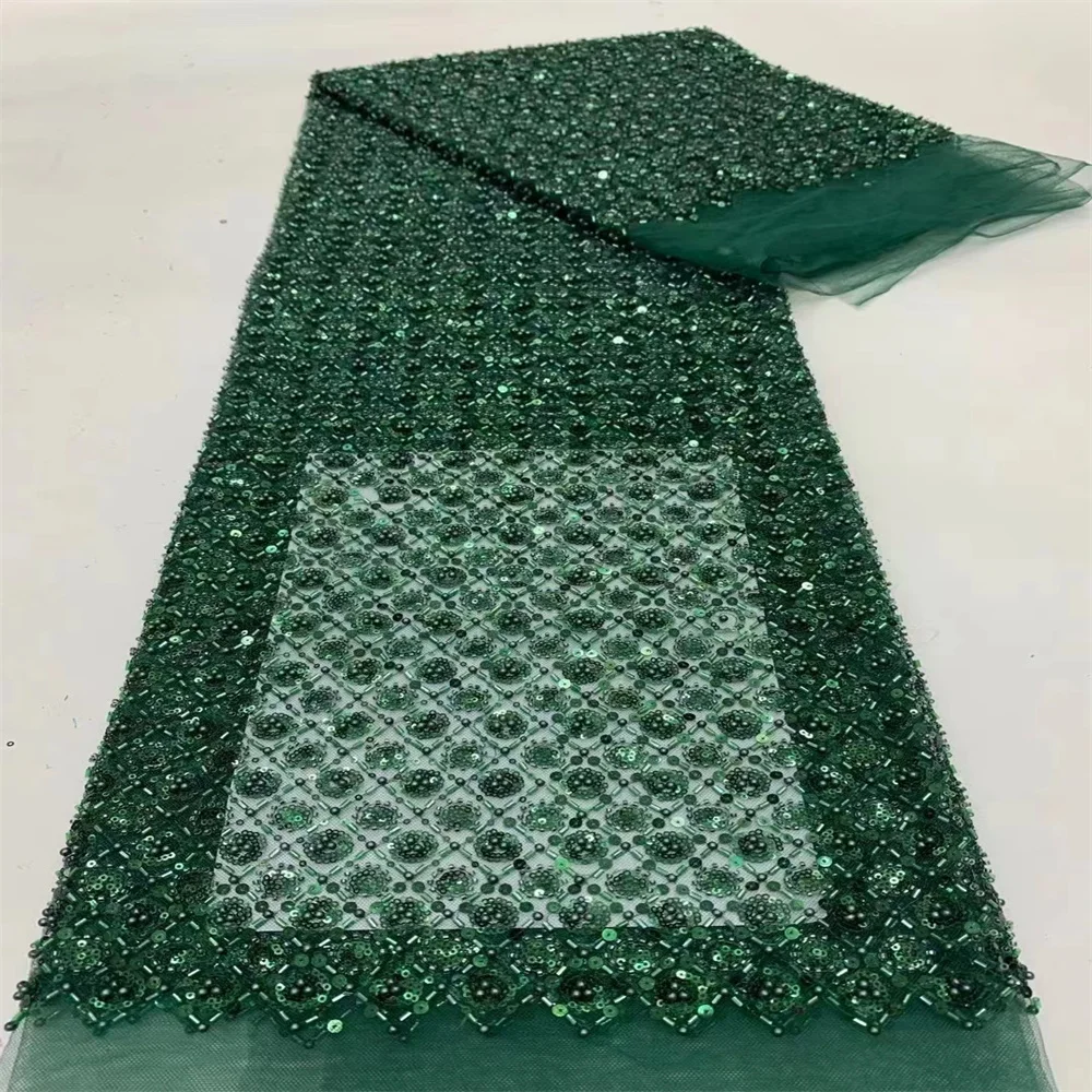 

French Net Lace Fabric 2023 High Quality Lace African Mesh Lace Fabric With Sequins Embroidery Fabric For Wedding cd-0425