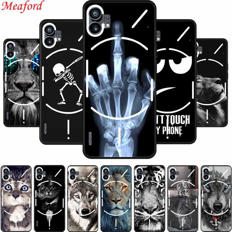 For Nothing Phone One 1 Case Wolf Lion Tiger Black Silicone Soft Back ...