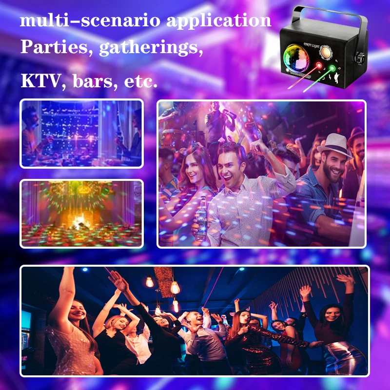Sound-Activated LED Disco Party Light with Laser, Remote & USB