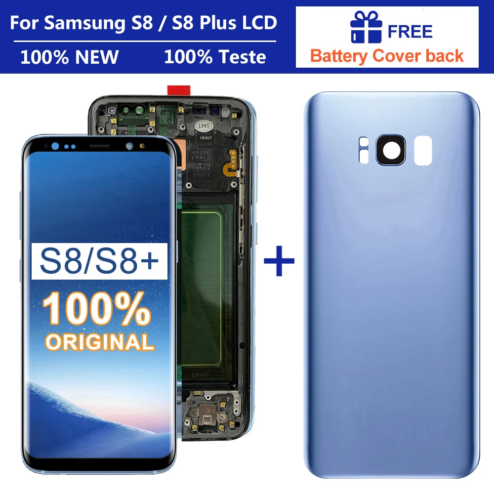 LCD S8 originale al 100% con cornice per Samsung Galaxy S8 plus G955fd  G955F G955 Display Lcd S8 G950 G950F digitalizzatore Touch Screen