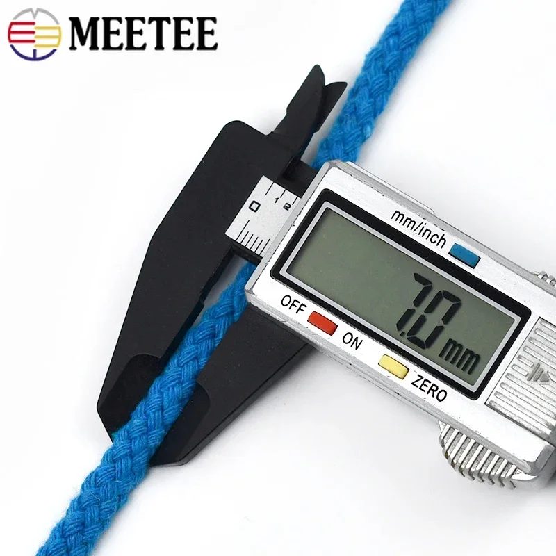 10/20/30Meters 7mm 8 Shares Round Cotton Cords Decorative Rope Twisted Braided Drawstring Ropes DIY Home Textile Craft Sewing