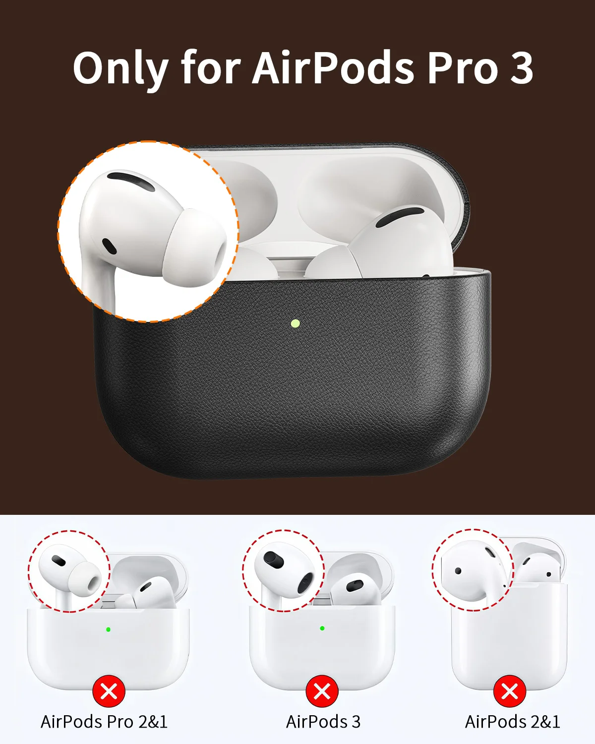 Eary Genuine Leather Protection Case for AirPods Pro 3 Durable  Earphone Case for AirPods 3 Pro Shockproof Protective Full Cover