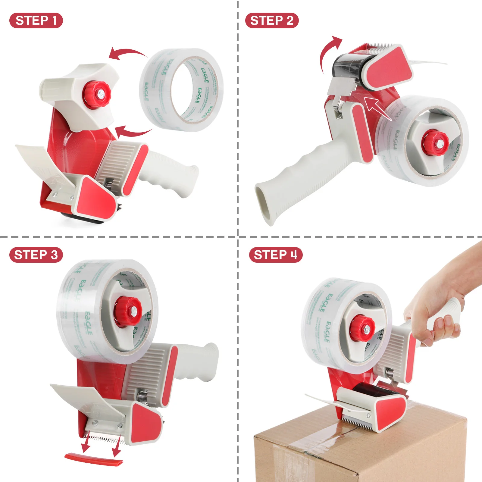 EAGLE Packaging Tape Dispenser Gun Tape Dispenser One-handed Operation Sealing Tape Machine For Warehouse Express Shipping Movin 5