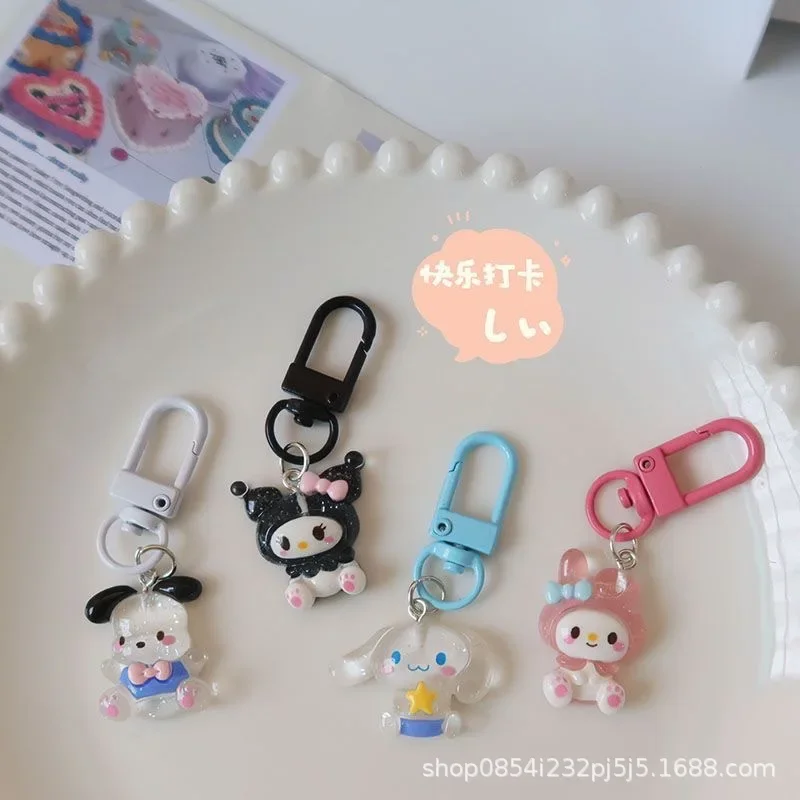 

Cinnamonrolls Phone Pendant Kawaii Anime Accessories Kuromis Melodys Cartoon Transparent Flashing Keychain Girls' Bag Gift