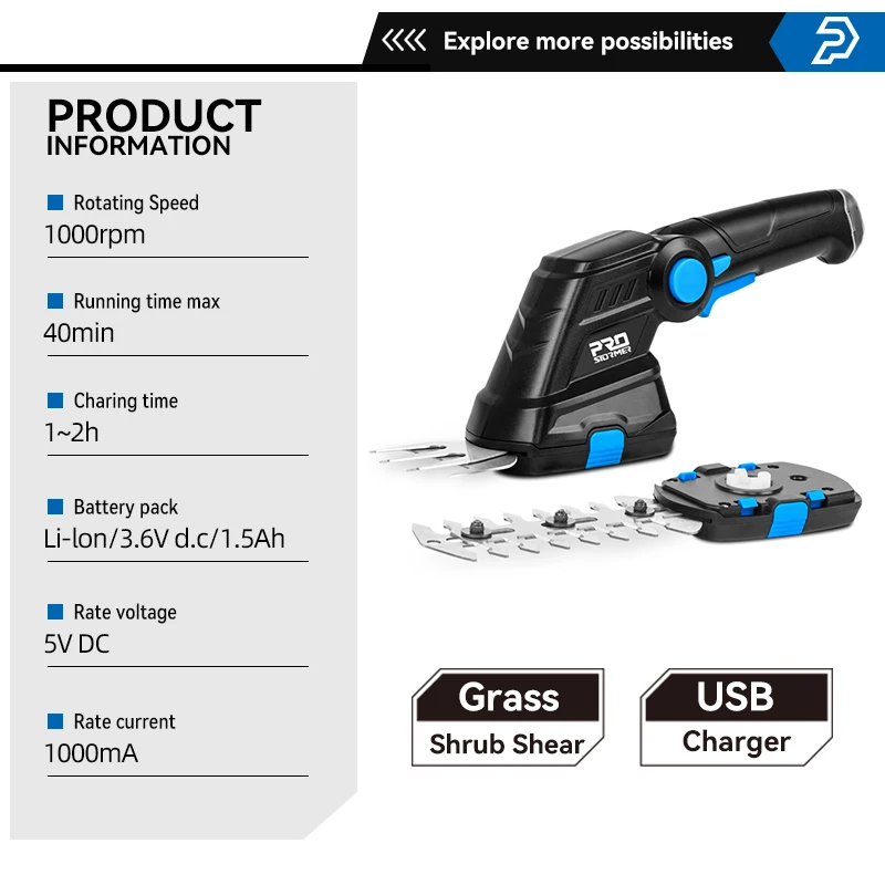 2 in 1 Electric Hedge Trimmer 20V Cordless Lawn Mower Battery Pruner Garden Tools Shears Shrub Trimmer for Grass By PROSTORMER 3