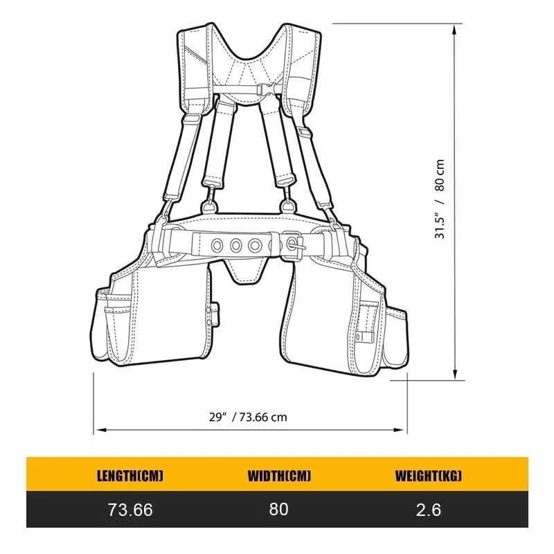 ToughBuilt TB-302-6 Pro Carpenter Suspension Rig With Pockets Tools TOUGHBUILT Packaging Bag 3