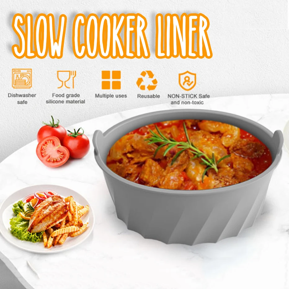 Wiederverwendbare Crock Pot Liner, Silikon-Slow Cooker Liner, leicht zu reinigen, auslaufsichere Crock Pockets, passend für ovale Crock Pots mit 6 bis 8 Quarts_voghion.com