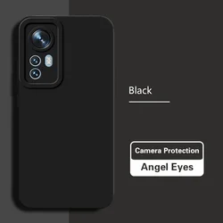 Premium Angel Eye Liquid Silicone Phone Case - Elegant Back Cover for Xiaomi 12S Ultra (Classic Black)