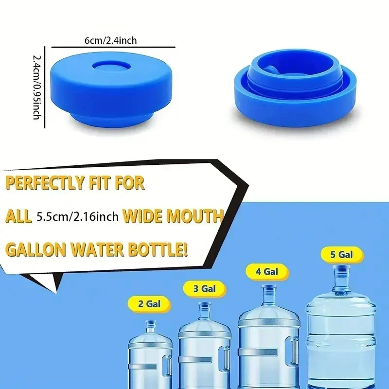 Water Jug Lids 5pcs 5 Gallon Water Jug Lids Replacement Reusable Silicone Leak Proof For 55mm Bottles