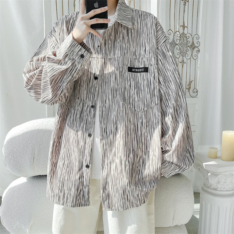 

Рубашка мужская оверсайз с длинным рукавом, на пуговицах, 5XL