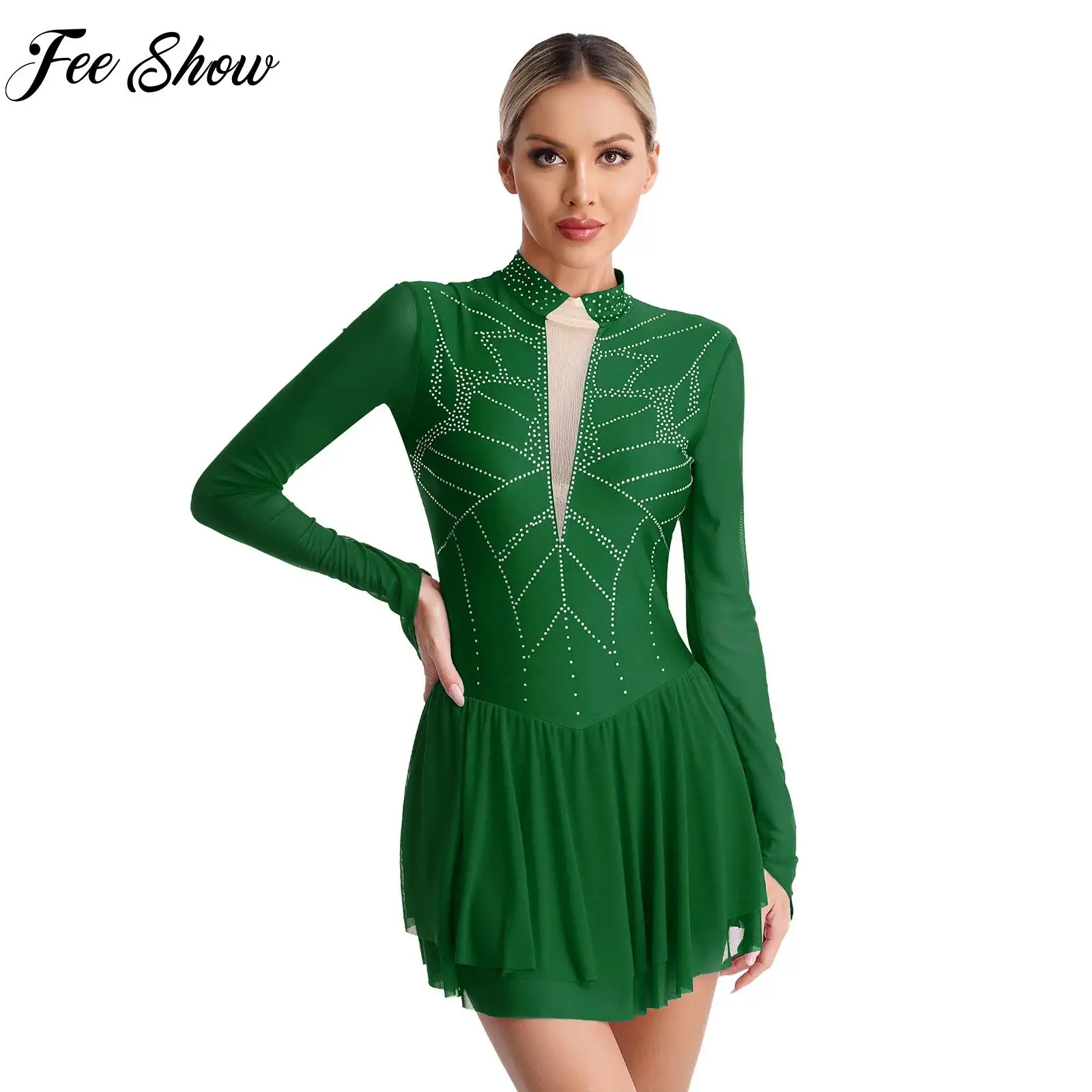 

Женский костюм для балерины, гимнастики, лирический танцевальный костюм, трико, платье, танцевальное блестящее платье, танцевальная одежда