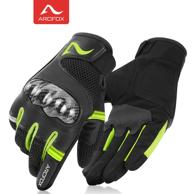 Comprar ARCFOX Guantes de cuero para motocicleta Vintage para hombre,  Guantes protectores de invierno con pantalla táctil para motocicleta,  Guantes para ciclismo de motocross