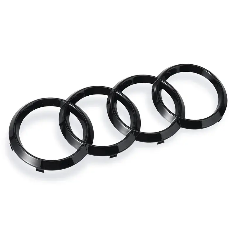 For Audi A3 A4 A5 A6 A7 Q2 Q3 Q5 Q8 TT ABS Black Hood Front Bonnet Grill Rear Trunk Emblem Logo Badge Sticker Decal  4 Ring Logo - Image 7