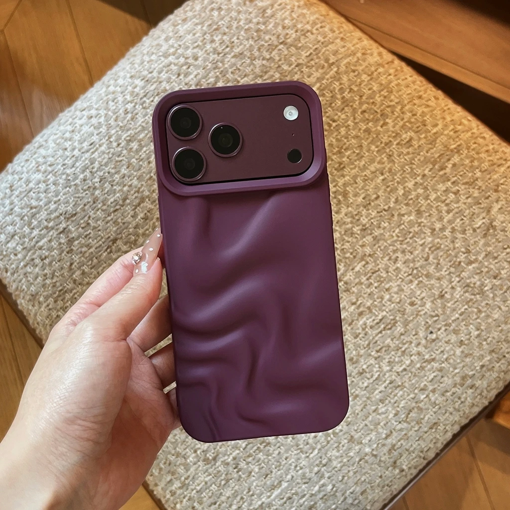 Premium Minimalist Matte 3D Water Ripple Pattern Phone Case