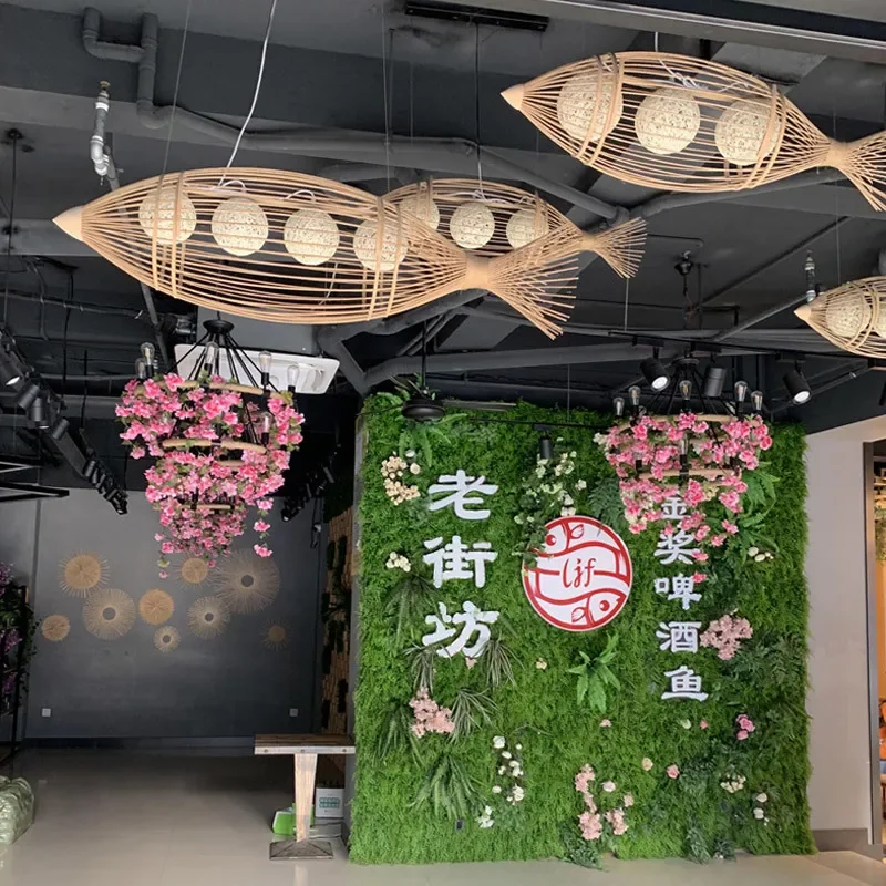 Carp Lantern New Chinese Restaurant Chandelier Coffee Shop
