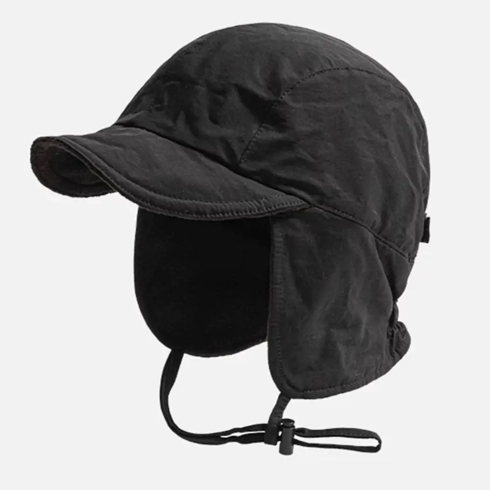 Japanese Retro Bomber Hat Windproof Ear Protection Winter Cap Solid Color Ski Earflap Bonnet Outdoor