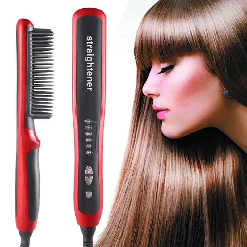 Electric Straightener Multifunctional Hair Straightening Heat Ceramic Curler Hot Comb Care Beard