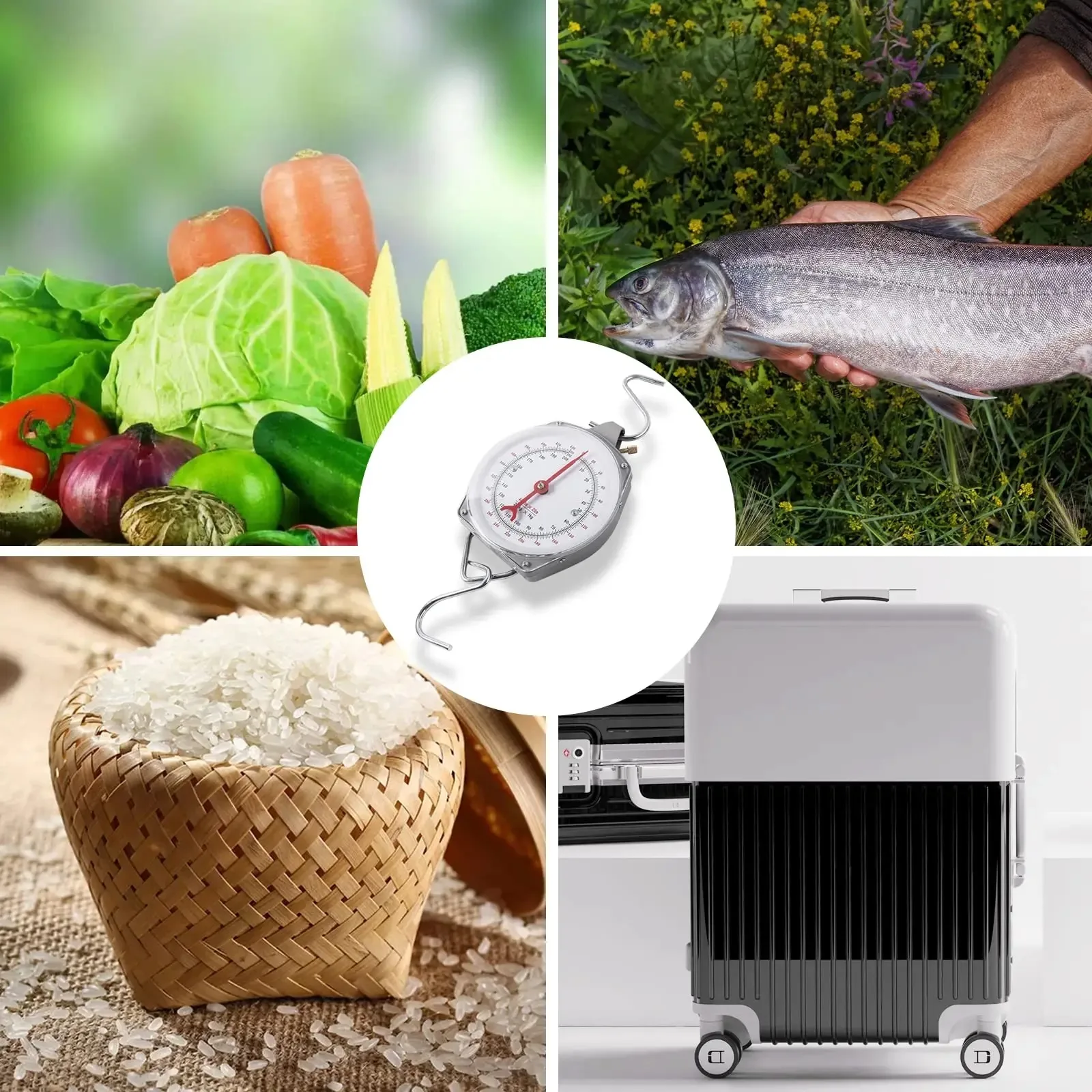 Goture Fish Scales 440lb/200kg High Accuracy Large Display Spring Dial Weight Mechanical Hanging Scale Kitchen Fishing Hunt