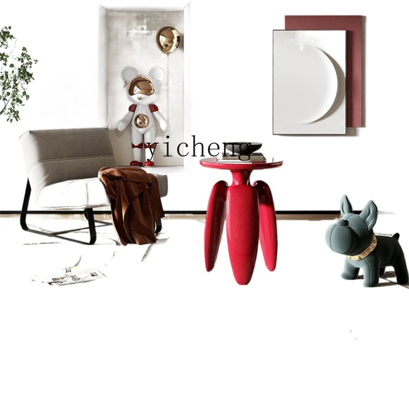 

XL Solid Wood Sofa Side Table Designer Round Table Balcony Corner Table Coffee Table Small round Table