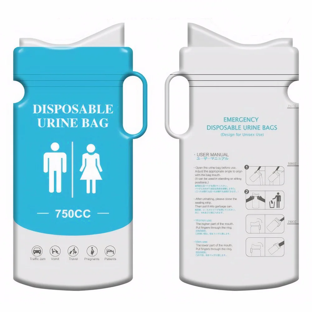 Disposable Urine Bag 750ml 4Pcs Outdoor Emergency Urinate Bags Leakproof Portable Urinal Bag Self Sealing for Camping Hiking