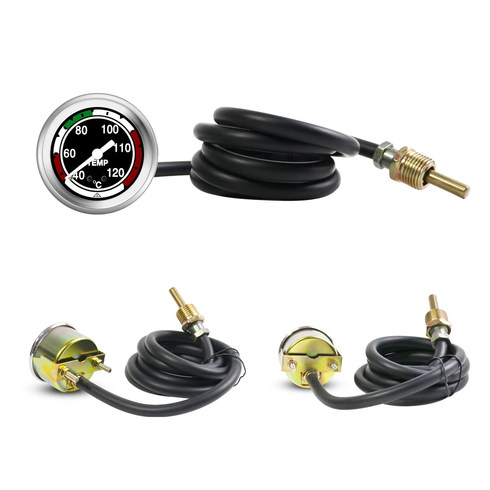 MrGauge 방수 자동차 게이지 52MM 40-120 ℃   블랙 라인 1.6m 센서 라인 12V 24V 범용 자동차 엔진 수온계