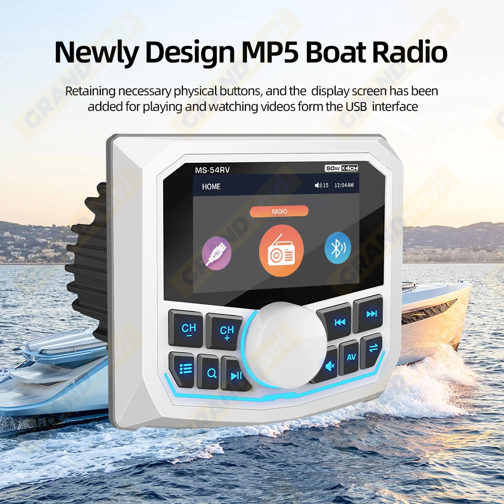 GRANDnavi Marine Stereo Front View