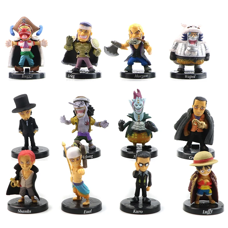 

12Pcs Anime One Piece Action Figure Luffy Shanks Buggy Moria Crocodile Enel Arlong Kawaii Doll PVC Collectible Model Toy Gift